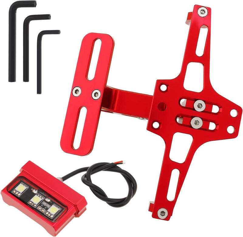 Windance Motorcycle License Plate Bracket,Universal Adjustable Fender Eliminator Kit, CNC Aluminum Tail Tidy holder with LED light (Red) - Image 2